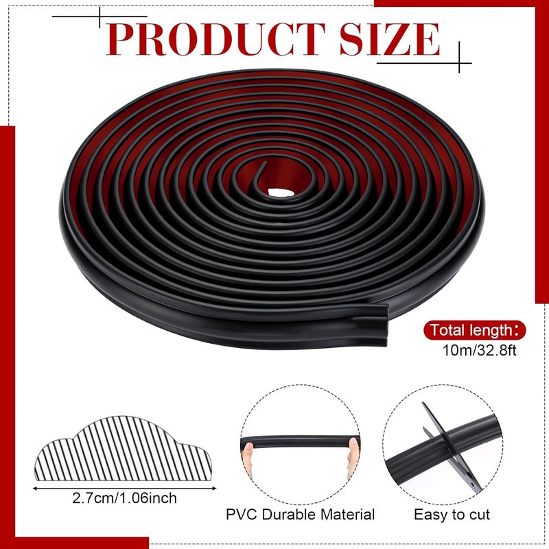 Innconee 32.8ft x 1.1 Inch Flexible Peel and Stick Molding Trim for Wall, Baseboard, Backsplash, Tile Edge, Chair Rail, Mirror-self Adhesive Moulding Trim for Bathroom Wall Door Floor Window, Black - Image 2